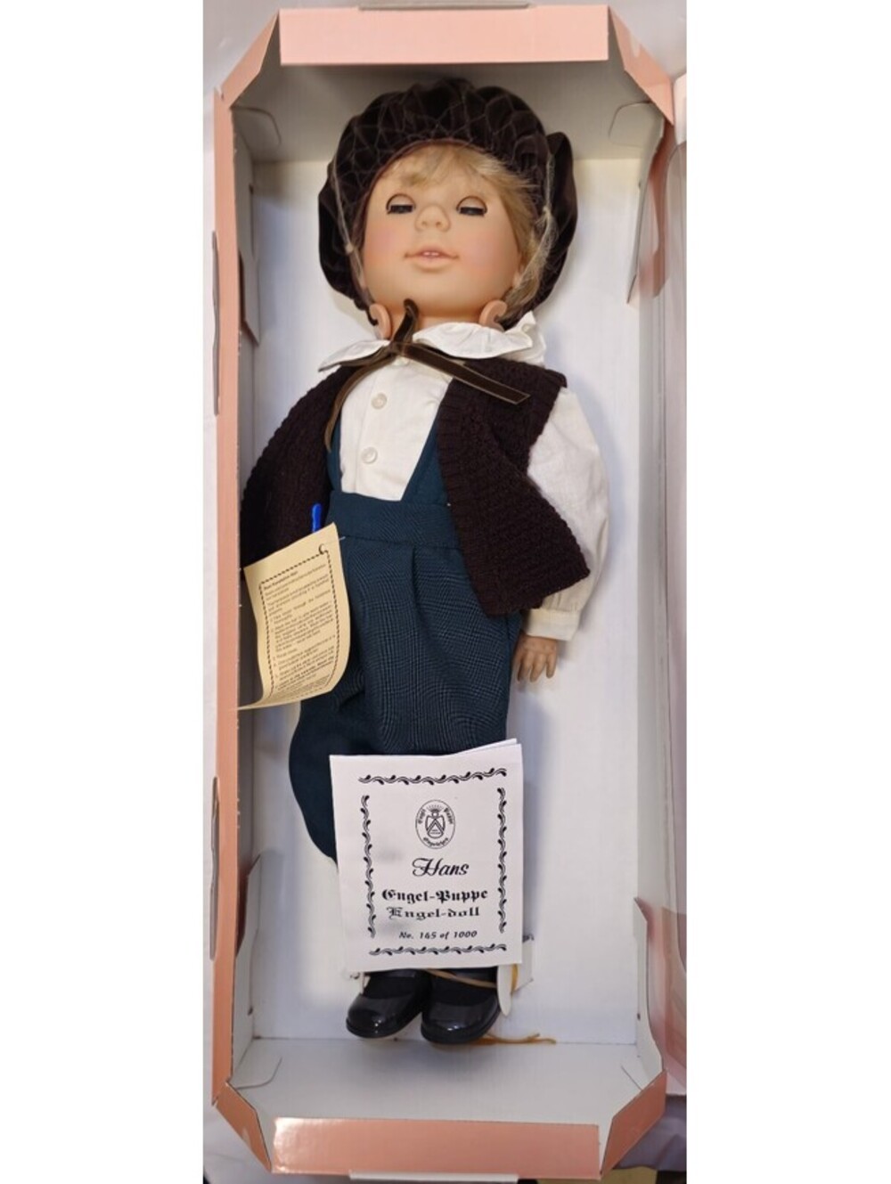 Vintage Engel Puppe Germany Norwegian 20" Hans Boy Doll 145 of 1000 NIB with COA